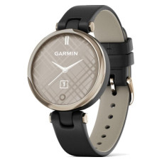 Garmin Lily Cream Gold Bezel with Black Case and Italian Leather Band (010-02384-B1)