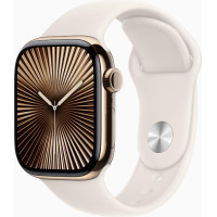 Apple Watch Series 10 GPS + Cellular 42mm Gold Titanium Case w. Starlight Sport Band - M/L (MX073)