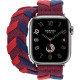 Apple Watch Hermes Series 9 GPS + Cellular, 41mm Silver Stainless Steel Case with Rouge H Bridon Double Tour (MRQ43 + MTHN3)