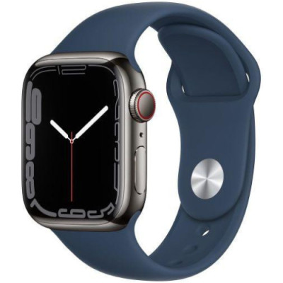 Apple Watch Series 7 GPS + Cellular 41mm Graphite S. Steel Case w. Abyss Blue S. Band (MKHJ3MKJ13)