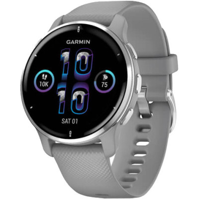 Garmin Venu 2 Plus Silver S. Steel Bezel w. Powder G. Case and S. Band (010-02496-00/10)