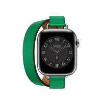 Apple Watch Hermes Series 8 41mm Silver Stainless Steel Case with Bambou Attelage Double Tour (MNN13 + MR2G3)