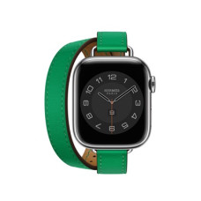 Apple Watch Hermes Series 8 41mm Silver Stainless Steel Case with Bambou Attelage Double Tour (MNN13 + MR2G3)