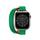 Apple Watch Hermes Series 8 41mm Silver Stainless Steel Case with Bambou Attelage Double Tour (MNN13 + MR2G3)