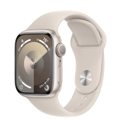 Apple Watch Series 9 GPS 41mm Starlight Aluminum Case w. Starlight Sport Band - S/M (MR8T3)