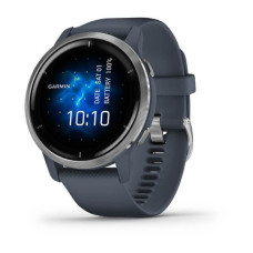 Garmin Venu 2 Silver Bezel with Granite Blue Case and Silicone Band (010-02430-10/00)