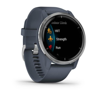 Garmin Venu 2 Silver Bezel with Granite Blue Case and Silicone Band (010-02430-10/00)