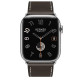 Apple Watch Hermes Series 9 GPS + Cellular, 45mm Silver Stainless Steel Case with Ebene Deployment Buckle (MRQP3 + H074198CJ46)