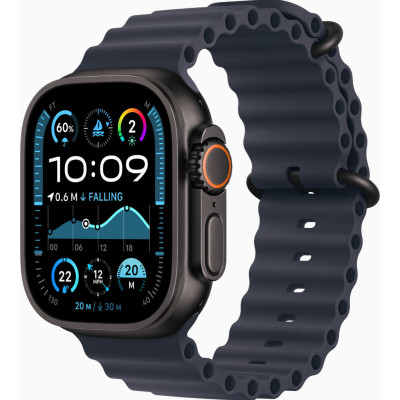 Apple Watch Ultra 2 GPS + Cellular 49mm Black Titanium Case w. Navy Ocean Band (MYTC3+MYPA3)