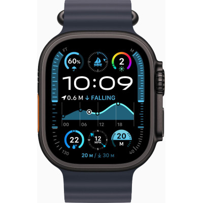 Apple Watch Ultra 2 GPS + Cellular 49mm Black Titanium Case w. Navy Ocean Band (MYTC3+MYPA3)