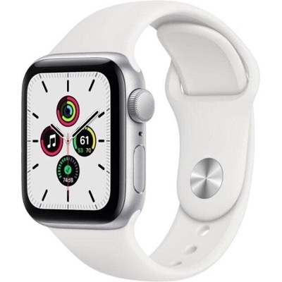 Apple Watch SE 2 GPS 44mm Silver Aluminum Case with White Sport Band M/L (MNLD3)