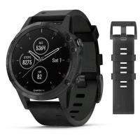 Garmin Fenix 5 Plus Sapphire Black with Leather Band (010-01988-07)