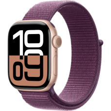 Apple Watch Series 10 GPS 42mm Rose Gold Aluminum Case w. Plum Sport Loop (MWWK3)