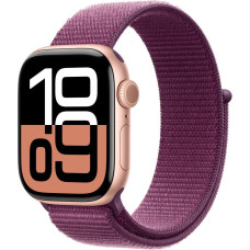 Apple Watch Series 10 GPS 42mm Rose Gold Aluminum Case w. Plum Sport Loop (MWWK3)