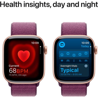 Apple Watch Series 10 GPS 42mm Rose Gold Aluminum Case w. Plum Sport Loop (MWWK3)