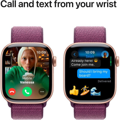 Apple Watch Series 10 GPS 42mm Rose Gold Aluminum Case w. Plum Sport Loop (MWWK3)