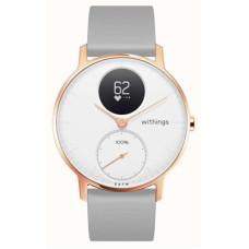 Withings Steel HR Watch 36mm White/Rose Gold with Grey Silicone Band (HWA03b-36white-RG-S.Grey)