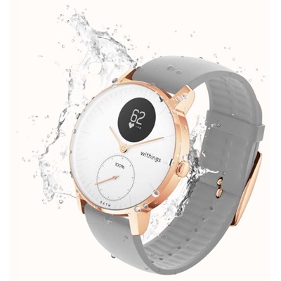 Withings Steel HR Watch 36mm White/Rose Gold with Grey Silicone Band (HWA03b-36white-RG-S.Grey)