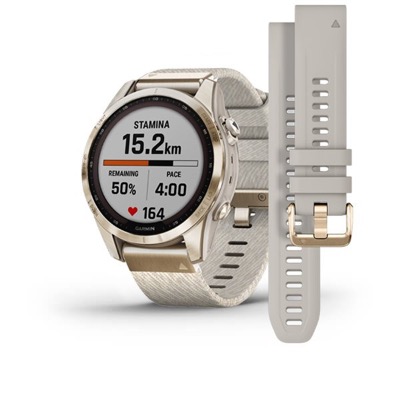 Garmin Fenix 7S Sapphire Solar Cream G. Titanium w. Cream H. Nylon Band (010-02539-39)