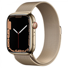 Apple Watch Series 7 GPS + Cellular 41mm Gold Stainless Steel Case with Gold Milanese Loop (MKHH3)
