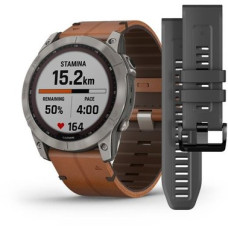 Garmin Fenix 7X Sapphire Solar Titanium w. Chestnut Leather Band (010-02541-19)