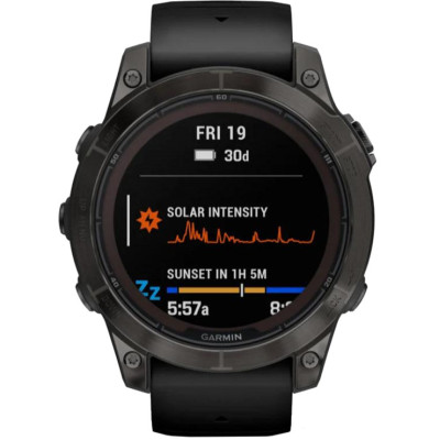 Garmin Fenix 7 Pro Sapphire Solar Carbon Gray DLC Titanium with Black Silicone (010-02777-54)