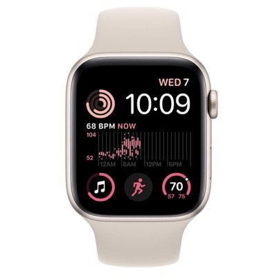 Apple Watch SE 2 GPS 44mm Starlight Aluminum Case w. Starlight Sport Band - M/L (MNTE3)