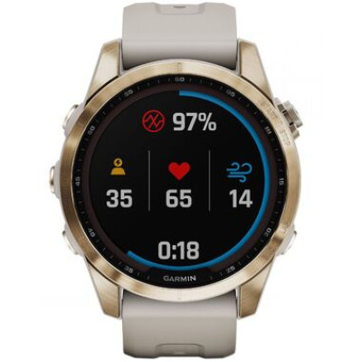 Garmin Fenix 7S Sapphire Solar C. Gold Titanium w. Light Sand Band (010-02539-20/21)