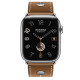 Apple Watch Hermes Series 9 GPS + Cellular, 45mm Silver Stainless Steel Case with Fauve Barenia calfskin Single Tour (MRQP3 + H0002581J34)