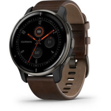 Garmin Venu 2 Plus Slate S. Steel Bezel W. Slate Case And B. Leather Band (010-02496-15)