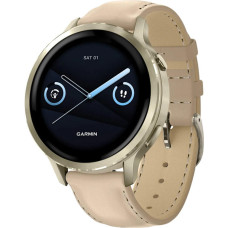 Garmin Venu 4 41 mm Lunar Gold with Light Sand Leather Band (010-03013-03)