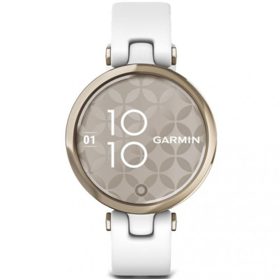 Garmin Lily Cream Gold Bezel with White Case and Silicone Band (010-02384-10)