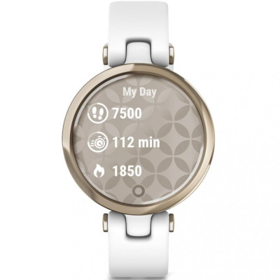 Garmin Lily Cream Gold Bezel with White Case and Silicone Band (010-02384-10)