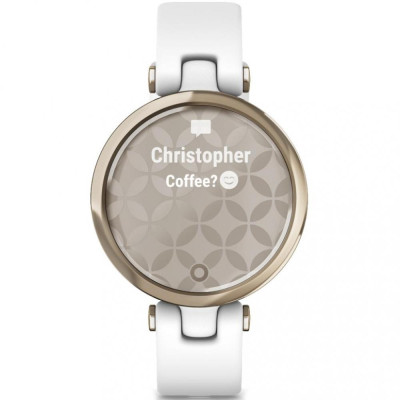 Garmin Lily Cream Gold Bezel with White Case and Silicone Band (010-02384-10)