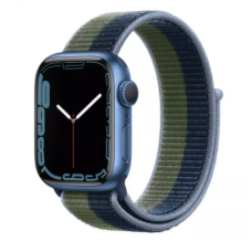 Apple Watch Series 7 GPS 41mm Blue Aluminum Case With Abyss Blue/Moss Green Sport Loop (MKNH3)