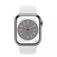 Apple Watch Series 8 GPS + Cellular 45mm Silver S. Steel Case w. White S. Band (MNKE3)