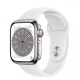 Apple Watch Series 8 GPS + Cellular 45mm Silver S. Steel Case w. White S. Band (MNKE3)