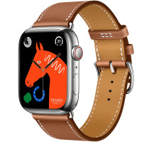 Apple Watch Hermes Series 8 GPS + Cellular 45mm Silver Stainless Steel Case with Gold Single Tour (MNL03)