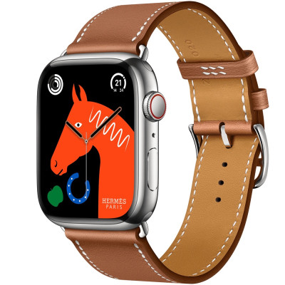 Apple Watch Hermes Series 8 GPS + Cellular 45mm Silver Stainless Steel Case with Gold Single Tour (MNL03)