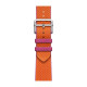 Apple Watch Hermes Series 9 GPS + Cellular, 41mm Silver Stainless Steel Case with Orange/Rose Mexico Twill Jump Single Tour (MRQ43 + MTHG3)