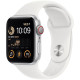 Apple Watch SE 2 GPS + Cellular 44mm Silver Aluminum Case with White Sport Band - M/L (MNU63)