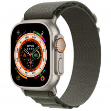 Apple Watch Ultra GPS + Cellular 49mm Titanium Case with Green Alpine Loop - Large (MQEX3/MQFP3)