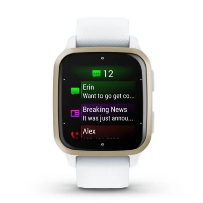 Garmin Venu Sq 2 Cream Gold Aluminum Bezel with White Case and Silicone Band (010-02701-01/11)