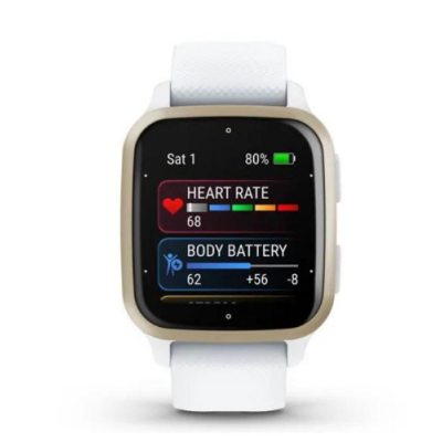 Garmin Venu Sq 2 Cream Gold Aluminum Bezel with White Case and Silicone Band (010-02701-01/11)