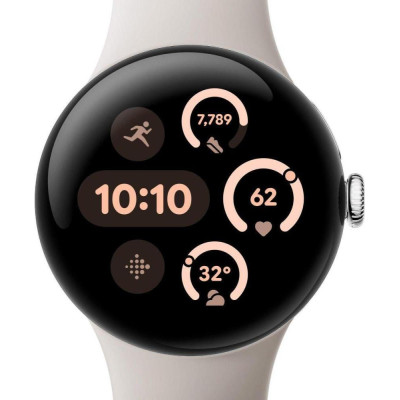 Google Pixel Watch 3 41 mm Wi-Fi Polished Silver Aluminum Case/Porcelain Active Band