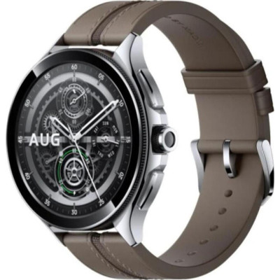 Xiaomi Watch 2 Pro Bluetooth Silver Case with Brown Leather Strap (BHR7216GL)