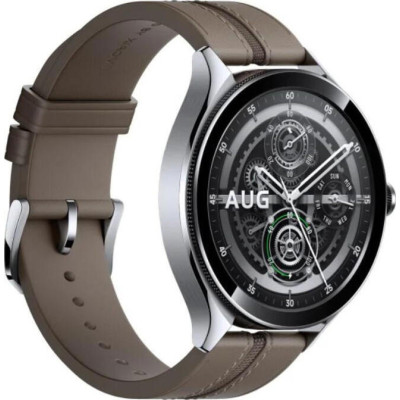 Xiaomi Watch 2 Pro Bluetooth Silver Case with Brown Leather Strap (BHR7216GL)