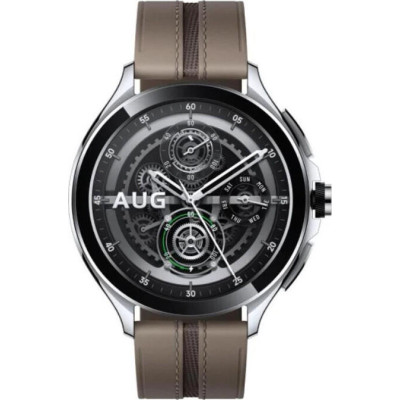 Xiaomi Watch 2 Pro Bluetooth Silver Case with Brown Leather Strap (BHR7216GL)