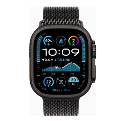 Apple Watch Ultra 2 GPS + Cellular 49mm Black Titanium Case w. Black Titanium Milanese Loop - S (MX4W3)