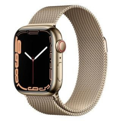 Apple Watch Series 7 GPS + Cellular 45mm Gold Stainless Steel Case with Gold Milanese Loop (MKJG3)